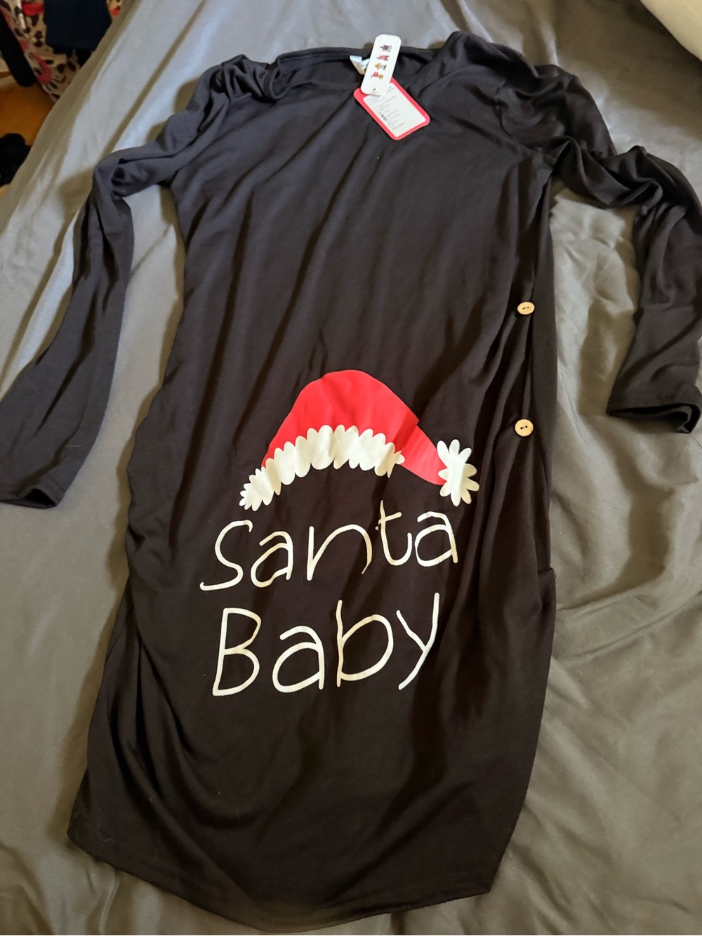 Santa Baby Black maternity long sleeve dress new size medium